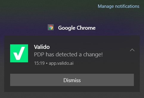 Valido notification on Windows Desktop